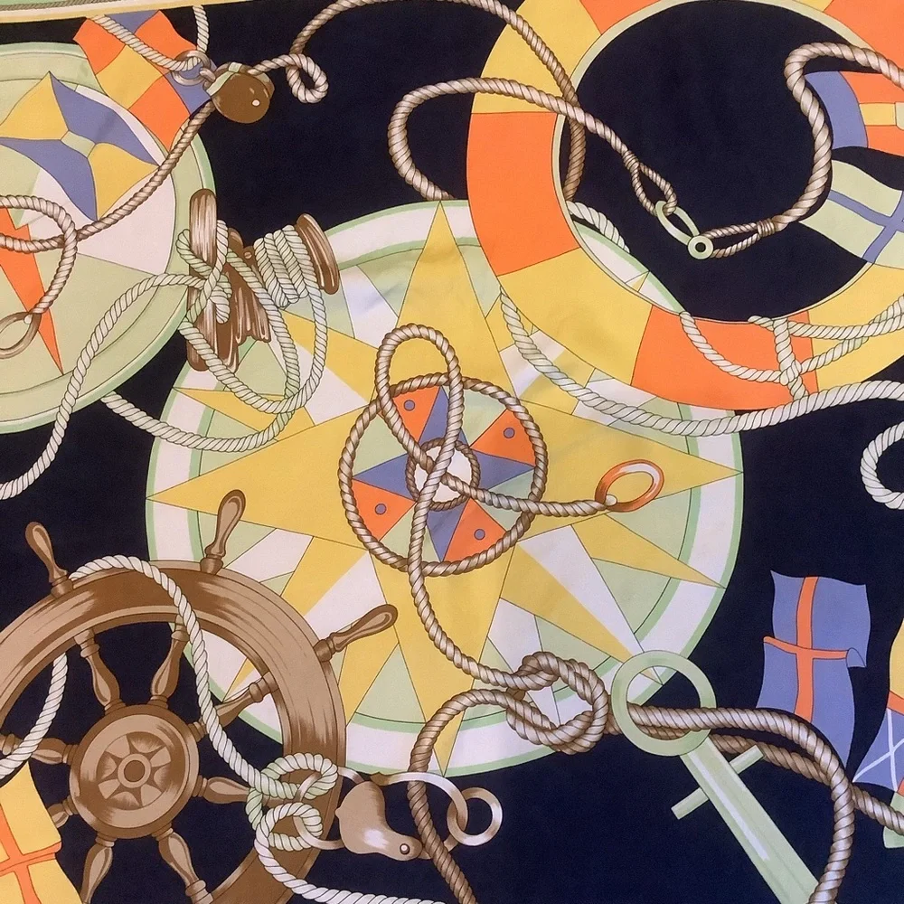 Vintage Talbots Silk Nautical Themed Scarf